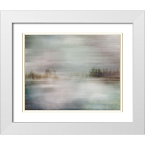 Misty Lake White Modern Wood Framed Art Print with Double Matting by Nan