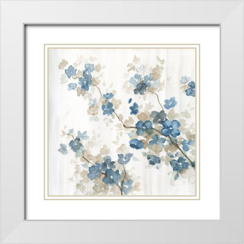 Dogwood in Blue II White Modern Wood Framed Art Print with Double Matting by Nan