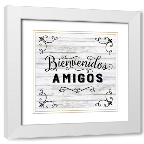 Bienvenidos White Modern Wood Framed Art Print with Double Matting by Murray, Amanda