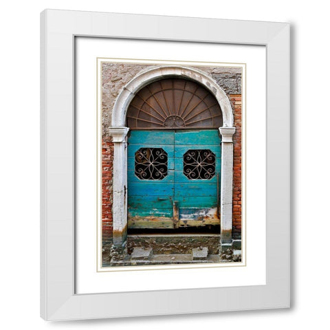 Venice Door White Modern Wood Framed Art Print with Double Matting by Gulin, Darrell