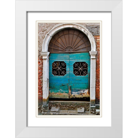 Venice Door White Modern Wood Framed Art Print with Double Matting by Gulin, Darrell