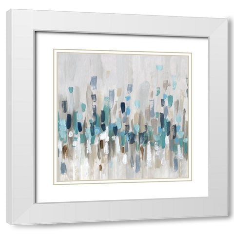 Staccato Blue I White Modern Wood Framed Art Print with Double Matting by Craven, Katrina