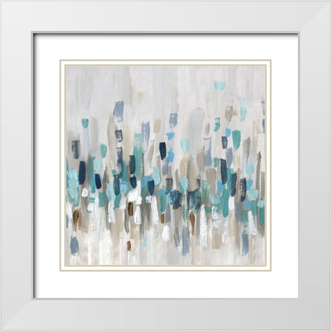 Staccato Blue I White Modern Wood Framed Art Print with Double Matting by Craven, Katrina
