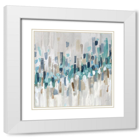 Staccato Blue II White Modern Wood Framed Art Print with Double Matting by Craven, Katrina