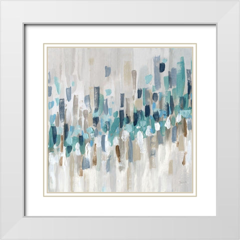 Staccato Blue II White Modern Wood Framed Art Print with Double Matting by Craven, Katrina