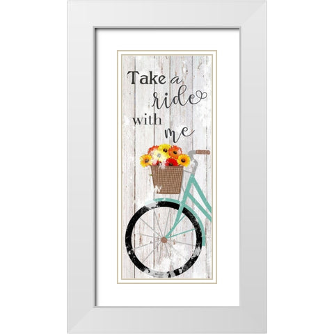 Bicycle Ride White Modern Wood Framed Art Print with Double Matting by Santiago, Daniela