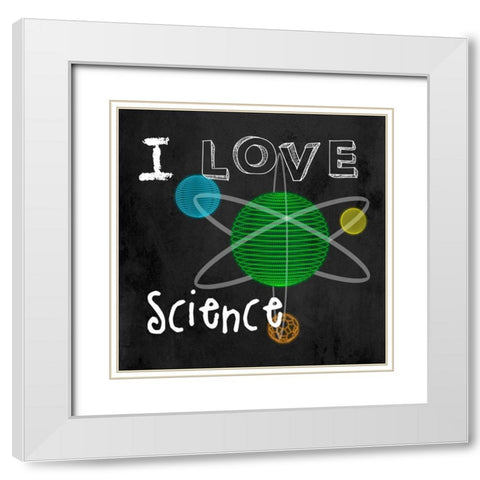 Love Science White Modern Wood Framed Art Print with Double Matting by Santiago, Daniela