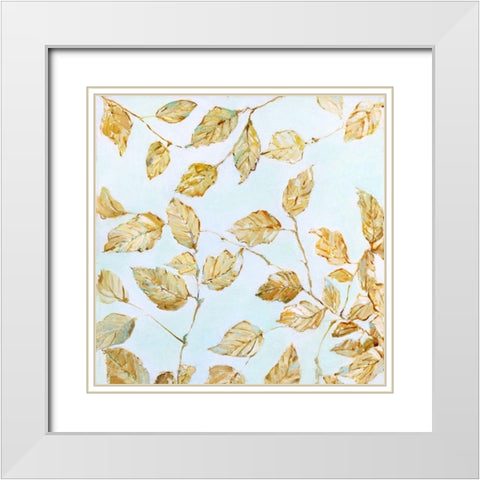 Dancing Birch Leaves White Modern Wood Framed Art Print with Double Matting by Swatland, Sally