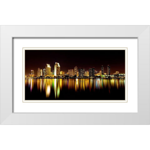 San Diego Skyline White Modern Wood Framed Art Print with Double Matting by Shoemaker, Andrew