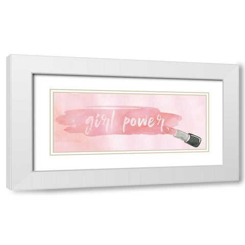 Girl Power White Modern Wood Framed Art Print with Double Matting by CAD Designs