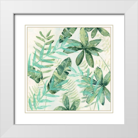 Palm Montage I White Modern Wood Framed Art Print with Double Matting by Swatland, Sally