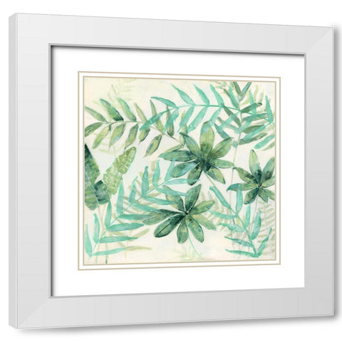 Palm Montage II White Modern Wood Framed Art Print with Double Matting by Swatland, Sally