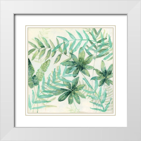 Palm Montage II White Modern Wood Framed Art Print with Double Matting by Swatland, Sally