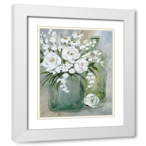 Rosey Afternoon White Modern Wood Framed Art Print with Double Matting by Nan