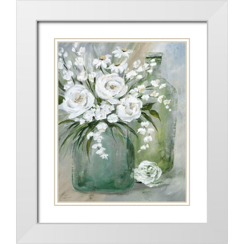 Rosey Afternoon White Modern Wood Framed Art Print with Double Matting by Nan