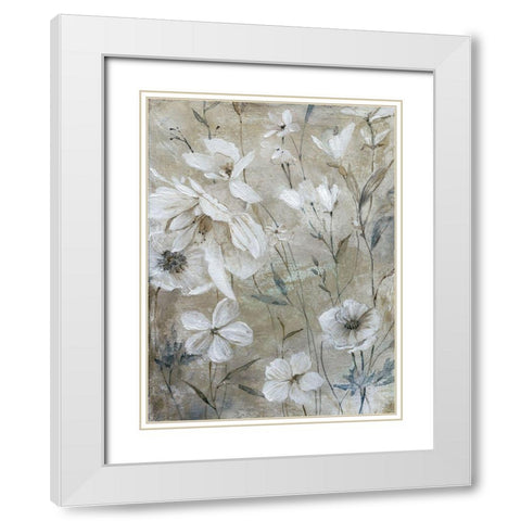 Wildflower Whites White Modern Wood Framed Art Print with Double Matting by Robinson, Carol