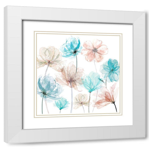 Blush and Blue White Modern Wood Framed Art Print with Double Matting by Robinson, Carol