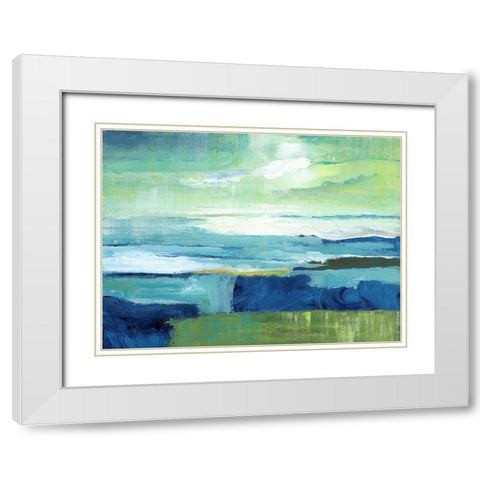 Blue Sands White Modern Wood Framed Art Print with Double Matting by Nan