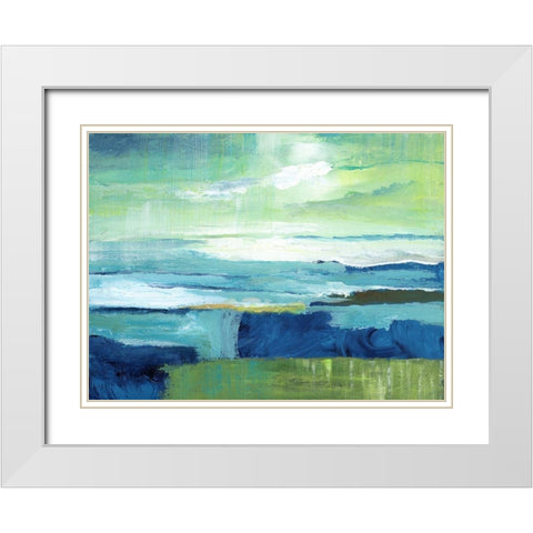 Blue Sands White Modern Wood Framed Art Print with Double Matting by Nan