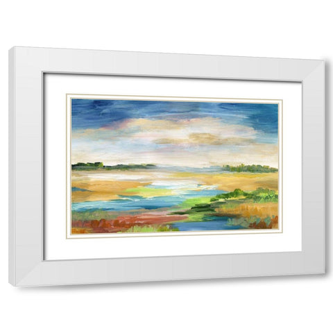 Distant Inlet White Modern Wood Framed Art Print with Double Matting by Nan