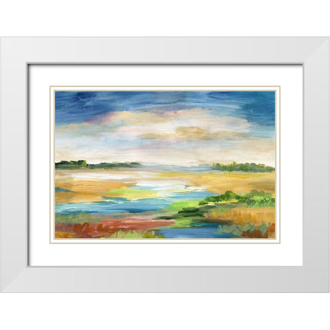 Distant Inlet White Modern Wood Framed Art Print with Double Matting by Nan