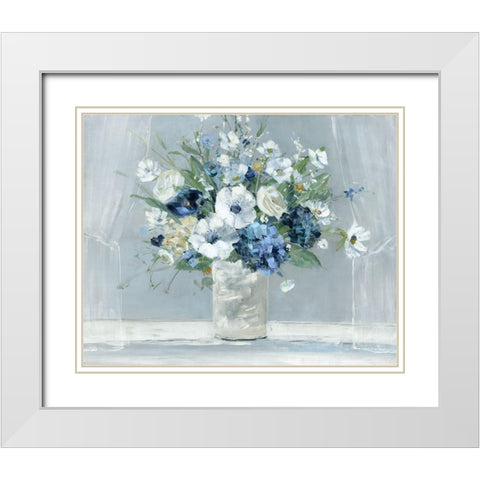 Be Happy Blue White Modern Wood Framed Art Print with Double Matting by Swatland, Sally