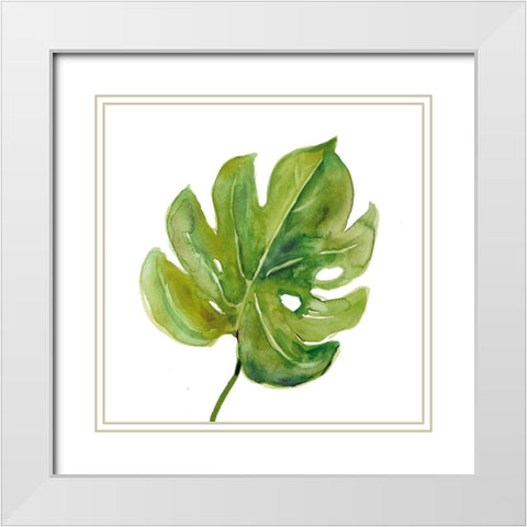 Tropical Frond I White Modern Wood Framed Art Print with Double Matting by Robinson, Carol