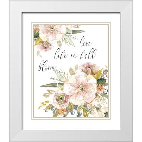 Peach Bloom II White Modern Wood Framed Art Print with Double Matting by Robinson, Carol