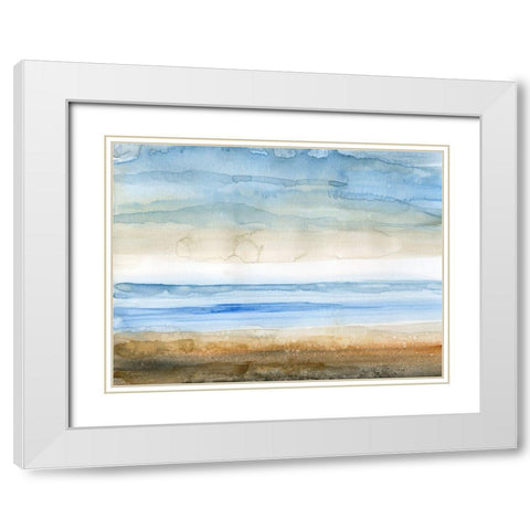 Seaside I White Modern Wood Framed Art Print with Double Matting by Nan