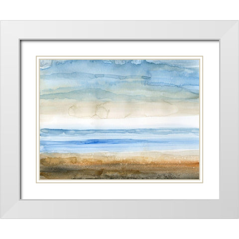 Seaside I White Modern Wood Framed Art Print with Double Matting by Nan