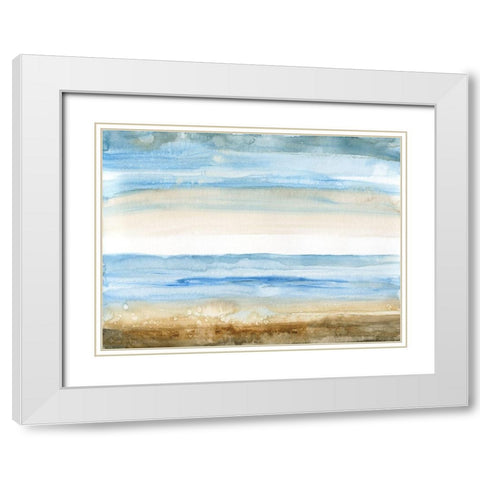 Seaside II White Modern Wood Framed Art Print with Double Matting by Nan