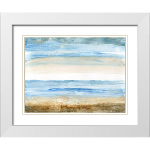 Seaside II White Modern Wood Framed Art Print with Double Matting by Nan