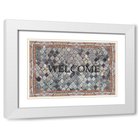 Pompeii Welcome White Modern Wood Framed Art Print with Double Matting by Jill, Susan