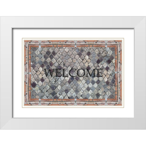 Pompeii Welcome White Modern Wood Framed Art Print with Double Matting by Jill, Susan