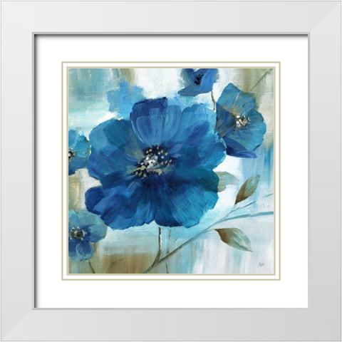 Blue Mood White Modern Wood Framed Art Print with Double Matting by Nan