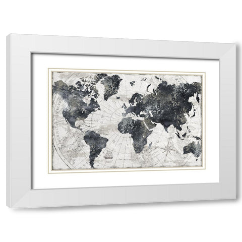 Modern Atlas White Modern Wood Framed Art Print with Double Matting by CAD Designs