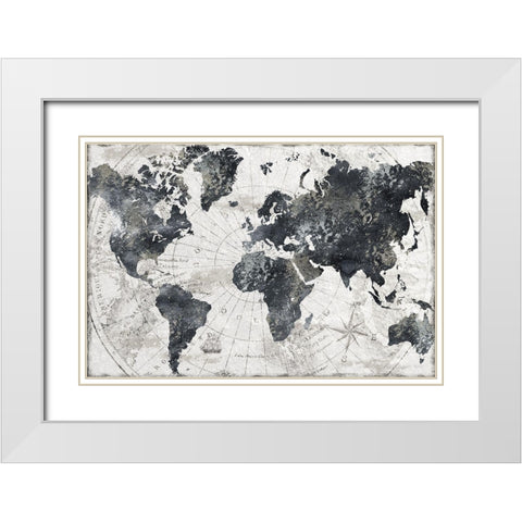 Modern Atlas White Modern Wood Framed Art Print with Double Matting by CAD Designs