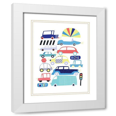 Traffic Jam White Modern Wood Framed Art Print with Double Matting by Potter, Alice
