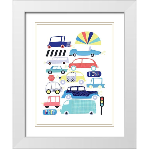 Traffic Jam White Modern Wood Framed Art Print with Double Matting by Potter, Alice