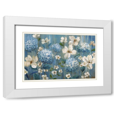 Very Berry Blues White Modern Wood Framed Art Print with Double Matting by Nan