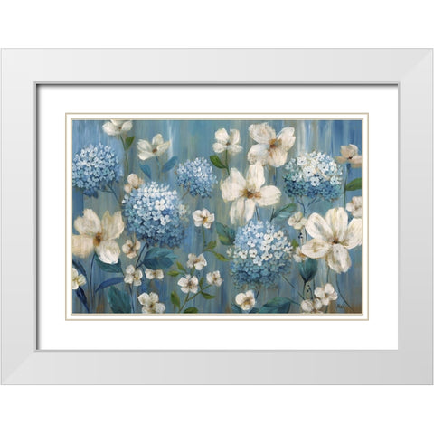 Very Berry Blues White Modern Wood Framed Art Print with Double Matting by Nan