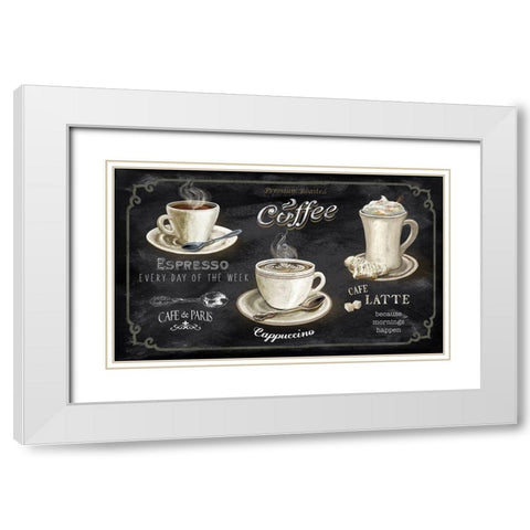 Coffee Trio White Modern Wood Framed Art Print with Double Matting by Knutsen, Conrad