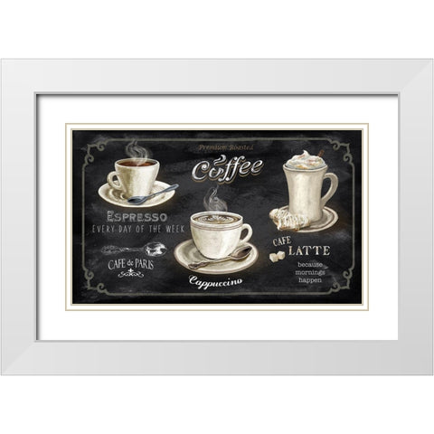 Coffee Trio White Modern Wood Framed Art Print with Double Matting by Knutsen, Conrad