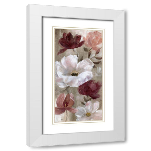 Transient Garden Reds I White Modern Wood Framed Art Print with Double Matting by Nan