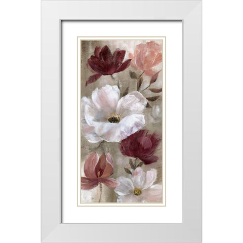 Transient Garden Reds I White Modern Wood Framed Art Print with Double Matting by Nan