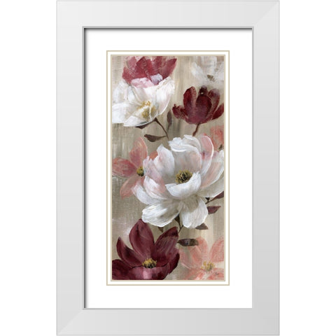 Transient Garden Reds II White Modern Wood Framed Art Print with Double Matting by Nan
