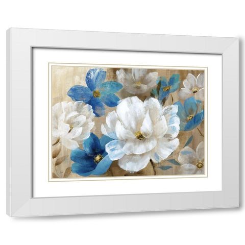 Transient Garden Blues White Modern Wood Framed Art Print with Double Matting by Nan