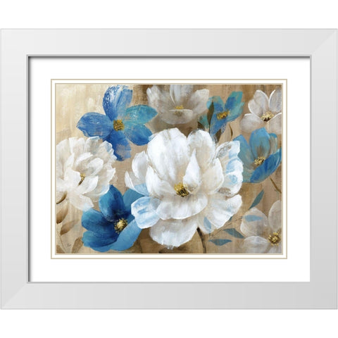 Transient Garden Blues White Modern Wood Framed Art Print with Double Matting by Nan