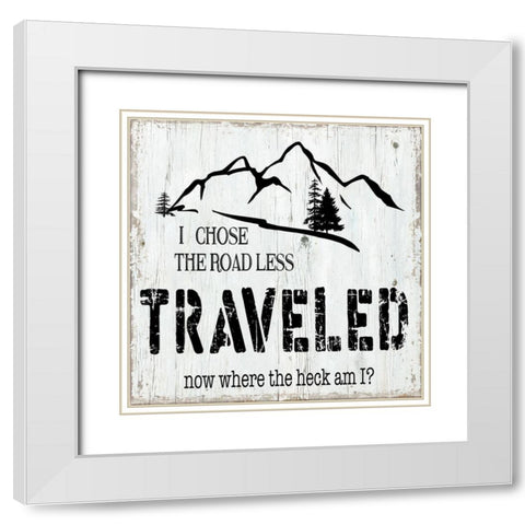 Road Less Traveled White Modern Wood Framed Art Print with Double Matting by CAD Designs