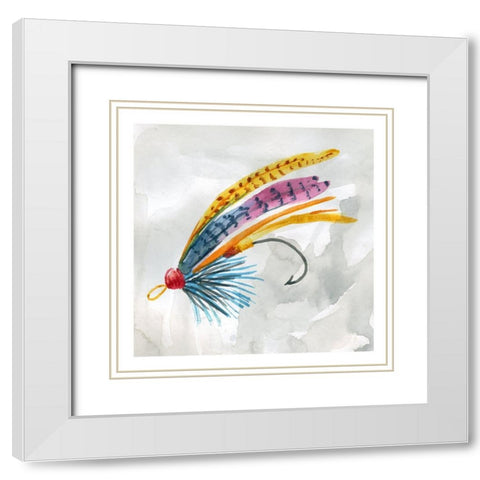 Fly Hook III White Modern Wood Framed Art Print with Double Matting by Robinson, Carol